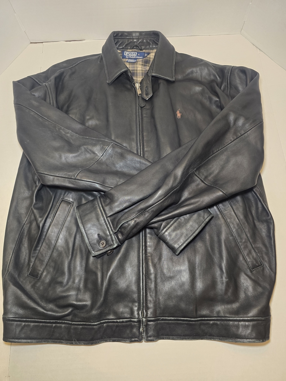 Polo by Ralph Lauren Black Leather Zip-Front Jacket